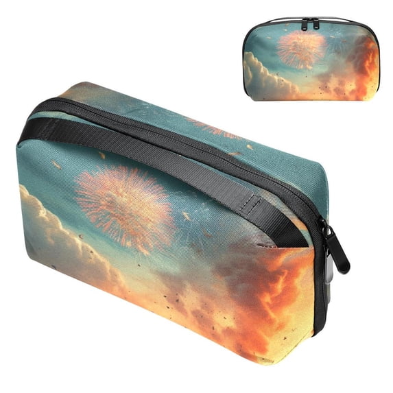 Independence Day Charger Organizer Hard Drive Bag Cable Cord Organizer Small Storage Pouch Oxford Fabric Waterproof Electronic Digital Accessories Travel Case 5.9x9.44x3.14 in.