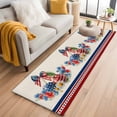 thumbnail image 1 of Independence Day Cherry Washable Runner Rugs 2'x6', Patriotic Red Blue Star Flower Bow Stripe Linen Low Pile Throw Entryway Rug Non-Slip Sturdy Edge Binding Carpet for Indoor Bedside Entrance Bedside, 1 of 9