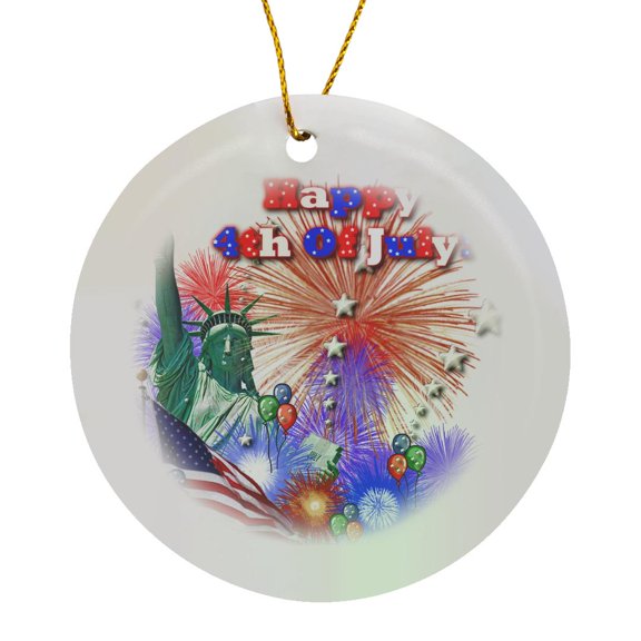 3drose, Independence Day, Circle Porcelain Ornament