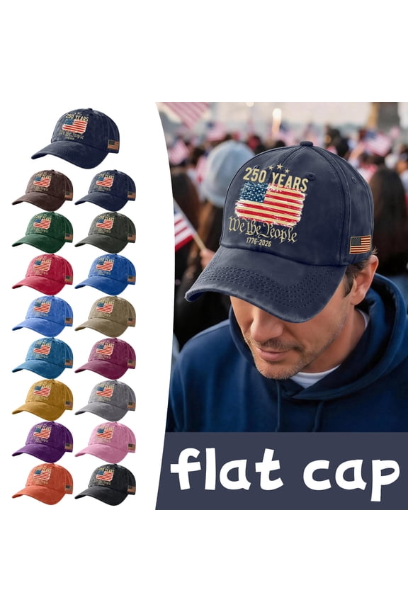Independence Day Commemorative Hat USA 250th Anniversary 1776-2026 Cap American Flag Adjustable Distressed Cap Unisex Patriotic Merchandise,Black