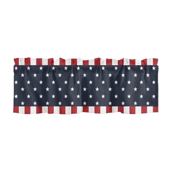 Independence Day Curtains, Patriotic American Flag Cafe Short Curtains for Kitchen Window, 54x18 Inch Rod Pocket Window Valance, 4th of July Home Decor, 1 Panel Polyester Blend