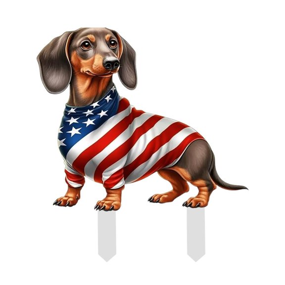 Independence Day Dachshund Ground Plug,Creative Garden Courtyard Layout Decor,Outdoor Patio Lawn Festival Display - 1Pc Dog Yard Stake Bj344-010 For Fourth Of July