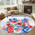 thumbnail image 1 of Independence Day Daisy Washable Round Area Rug 8 ft, Red Blue American Flag Flower Balloon Blue Plaid, Soft Non Slip Rugs Stain Repellent Indoor Felt Carpet for Living Dining Room Bedroom Home Office, 1 of 9