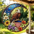 thumbnail image 1 of Independence Day Decoration 2D Acrylic Suncatcher Colorful Window Hanging, Moon Catcher Panel for Home Decor Car Garden Gift Vibrant Eagle & Moon Stained Glass Suncatcher, 6", 1 of 6
