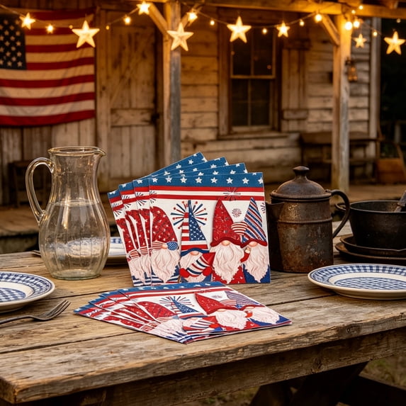 Independence Day Decoration,Disposable Paper Napkins High Absorbent Thickened Paper Material Sufficient Count Festive Printed Pattern Lightweight Table Tissue For Holiday Gathering