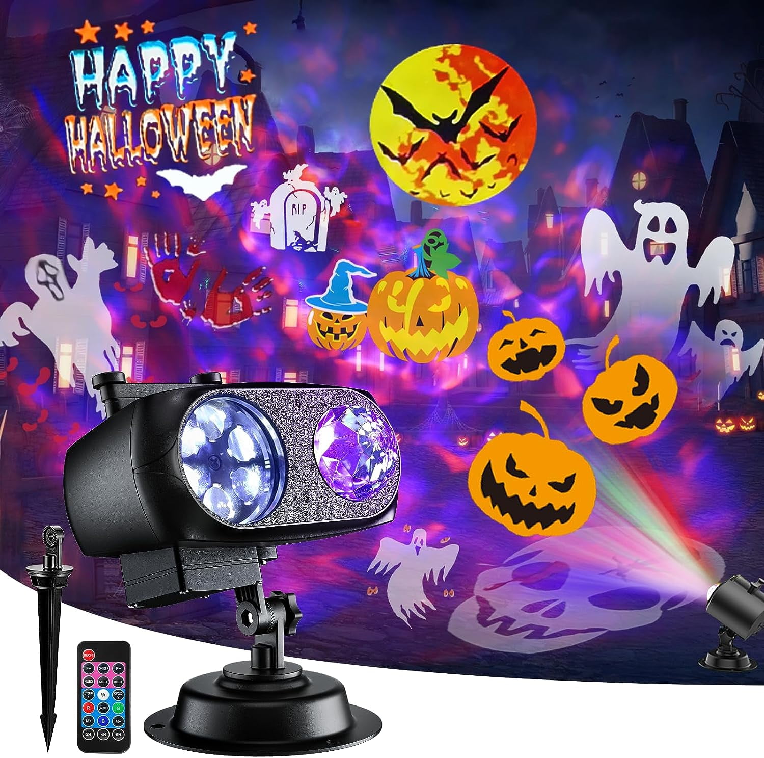 Independence Day Decorations, HD Effect Projector Lights with Remote Control, Display 4 Patterns at a Time, 2 in 1 Indoor \u0026 Outdoor Projector, Independence Day Gift for Yard Home Party Decor