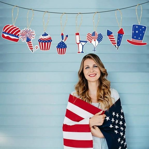 Independence Day Decorations, Independence Day Party Decoration Gift Pendant Hanger Tag Photography 8pcs Set