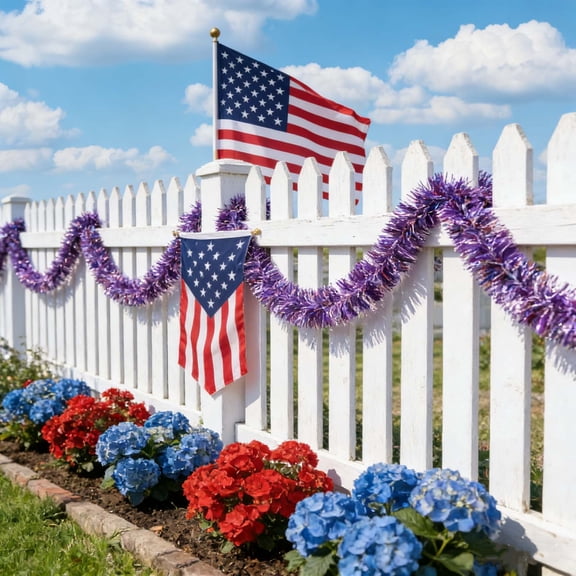 Independence Day Decorations Red White Blue Pennants,Striped Party Flags with Star Discs and Ribbon Accents,Easy Hanging Festive Outdoor Indoor Decor for Parades Parties Home and Yard-A