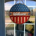Independence Day Decorative Door Panel Round Wooden American Flag
