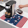 thumbnail image 1 of Independence Day Dish Drying Mats for Kitchen Counter, Red Stripes Star Polka Dots Absorbent Coffee Bar Mat with Non-slip Rubber Backed Quick Drying Dish Rack Pad 12"x16", 1 of 9