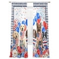 thumbnail image 1 of Independence Day Dog Cat Sheer Curtains 2 Panels Set Watercolor Blue Red Stripe Star Balloon Black Plaid Sheer Window Curtains Light Filtering Rod Pocket Voile Drapes for Bedroom Living Room 52"X96", 1 of 8