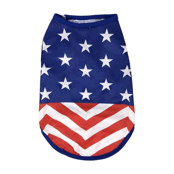 Independence Day Dog Vest 4th of July Patriotic Pet Clothes Summer Breathable Puppy Shirt American Flag Print Lightweight Cat Apparel Soft Cotton Vest Outfit
