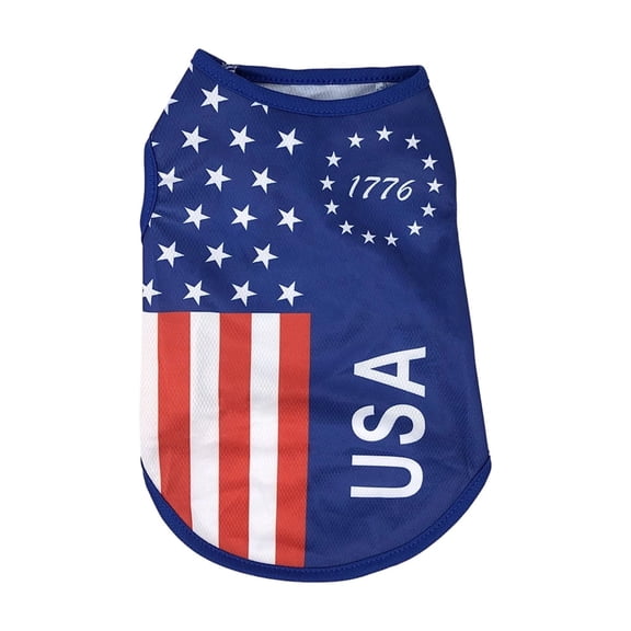 Independence Day Dog Vest 4th of July Patriotic Pet Clothes Summer Breathable Puppy Shirt American Flag Print Lightweight Cat Apparel Soft Cotton Vest Outfit