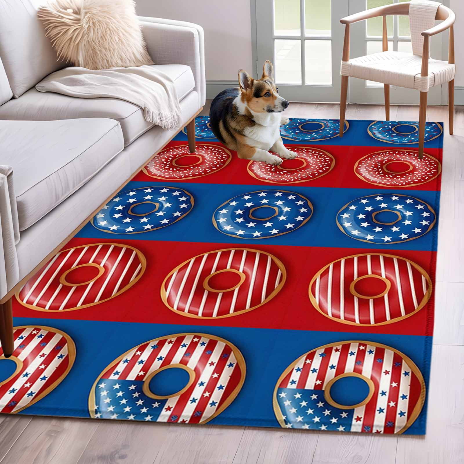 Independence Day Donuts 2.7'x5' Rug for Office Desk Chair Area Small ...