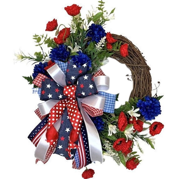 Independence Day Door Hanger, Fourth Of July Decoration, Front Door Sign Wreath, Weather Resistant Indoor Outdoor Decorative Garland for Parties Weddings Home