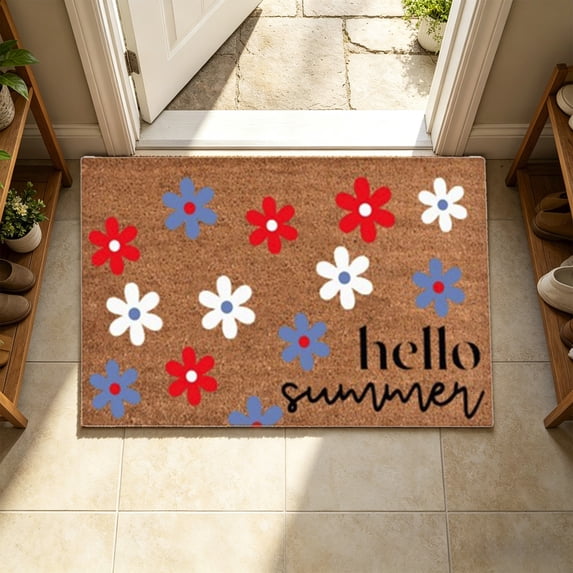 Independence Day Doormat 16x24in Absorbent Non Slip Bathroom Mat Khaki Front Door Rug for 4th of July by Xuniizn