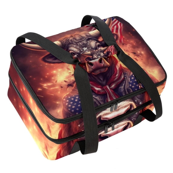 Independence Day Double Layered Insulated Refrigerated Lunch Bag with Large Capacity and Hand Carry - 7.1x11.4x16.1 Inches
