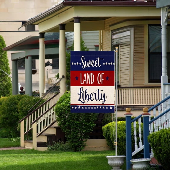 Independence Day Double Sided Linen Garden Flag, USA National Holiday Outdoor Courtyard Decoration Flag, Home Backyard Patriotic Flag for Patio Porch Display
