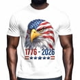 thumbnail image 1 of Independence Day Eagle Men's T Shirts 4th of July Patriotic Red Stripe Blue Star Eagle T-Shirt for Men Crew Neck Tees Cotton Tops White, XL, 1 of 9