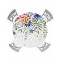 thumbnail image 1 of Independence Day Eucalyptus Leaf Flower Fitted Round Tablecloths Elastic Edged Table Covers 36"-44",American Flag Theme Waterproof Dining Room Table Cloth for Kitchen Holiday Party Tables Decor, 1 of 6