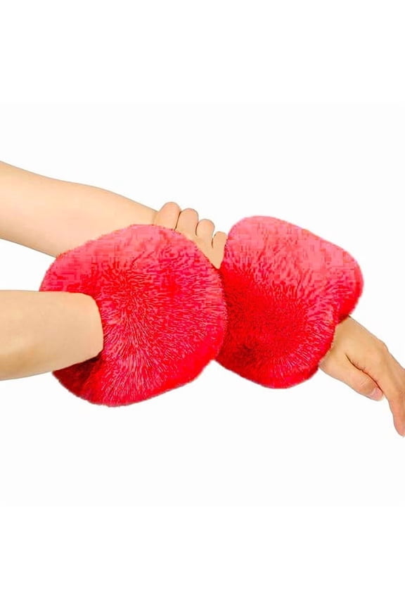 Independence Day Faux Fur Wrist Guard for Women, Soft Plush Bracelet for Sweat Absorption, Patriotic Red White Blue Wristband for Outdoor Sports Festivals, Lightweight Accessory