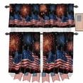 thumbnail image 1 of Independence Day Firework Kitchen Curtains Valances 3 Piece Set, Watercolor Red Blue Stripe Star American Flag Rod Pocket Tier Curtain and Valance Drapes for Small Window 24 Inch Length for Bedroom, 1 of 9