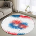 thumbnail image 1 of Independence Day Firework Round Living Room Rugs 4 ft, 4th of July Patriotic Red Blue American Flag Area Rug with Non-Slip Sturdy Edge Binding Round Carpet for Entryway Kitchen Bedroom Bathroom, 1 of 9