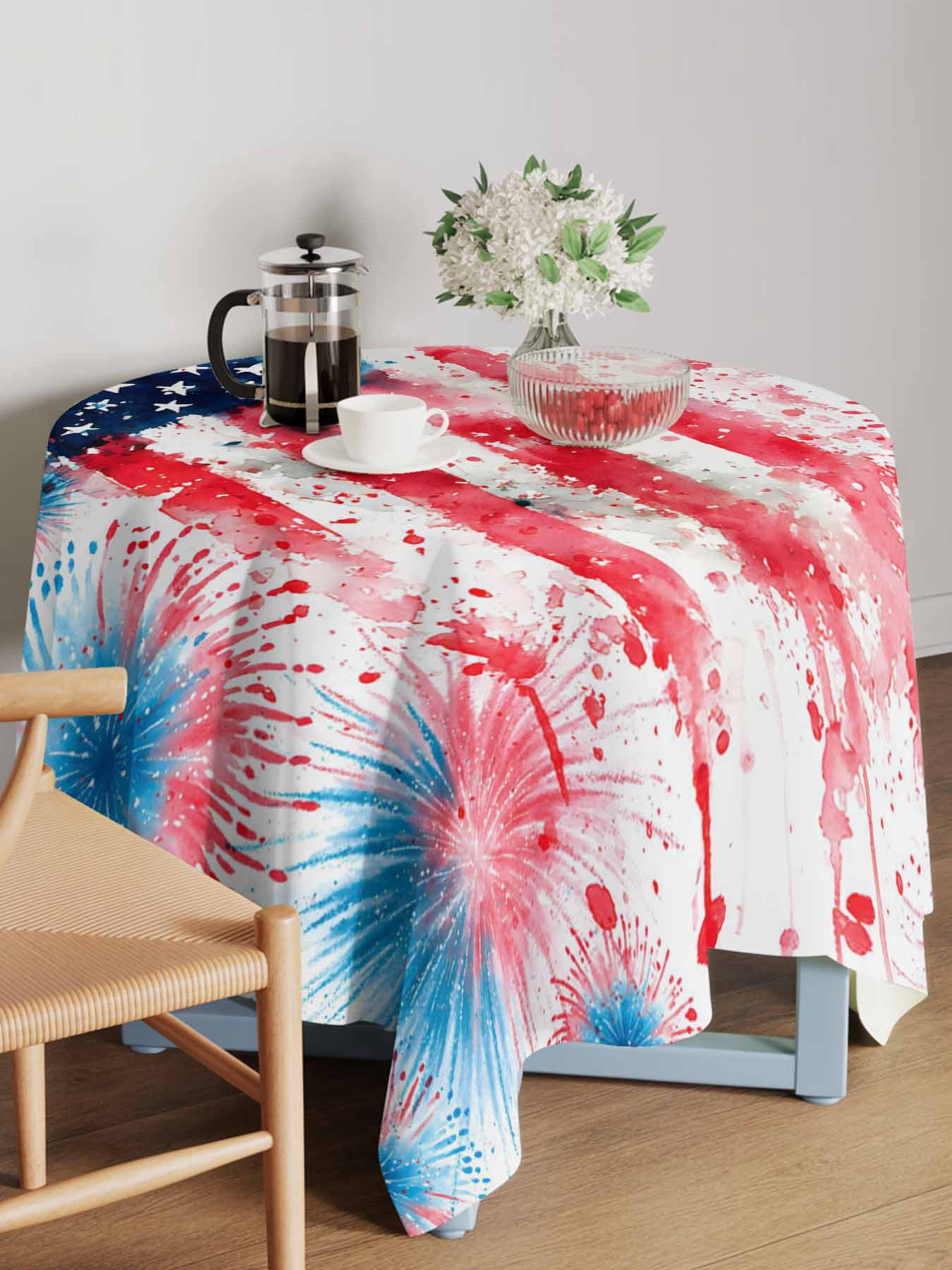 Independence Day Firework Table Cloth 54x54 Inch Square, Abstract ...
