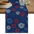 thumbnail image 1 of Independence Day Firework Table Runner, Modern Red Blue White Fireworks Star Cotton Linen Kitchen Table Decoration Washable Dining Tabletop Runners for Home Party Decor 13x120 Inches, 1 of 9