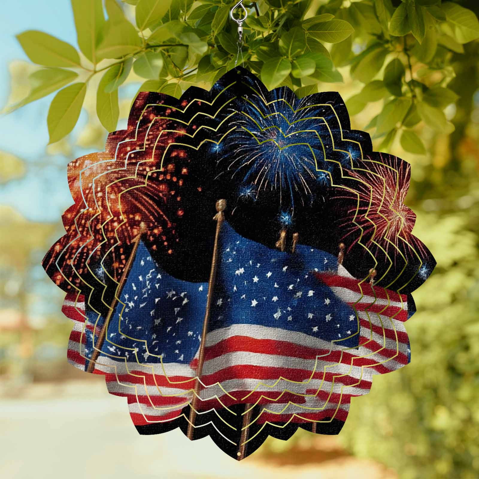 Independence Day Firework Wind Spinner for Garden Yard 8In, Watercolor ...