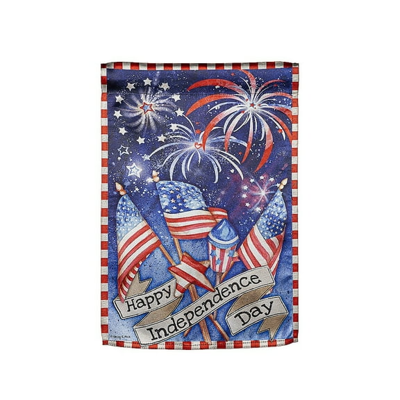 Independence Day Fireworks Garden Lustre Flag