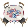 thumbnail image 1 of Independence Day Fitted Tablecloth with Elastic Edged, Round Table Cloth for Dining Table, Red Blue Flowers Patriotic Star Stripes Waterproof Oil Proof Table Cover for Indoor Outdoor 55"-60", 1 of 8