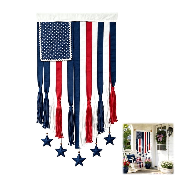 Independence Day Flag Patriotic Flags Door Bunting Banner Red White Blue Banner Wall Mounted and Door Hanging Decoration for 4th of July Memorial Day Anniversary Celebration 27*50in