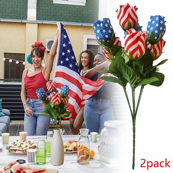 Independence Day Flag Simulation Flower Arrangement Independence Day Dining Table Decoration Ornament Simulation Green Plants Day Home Decoration