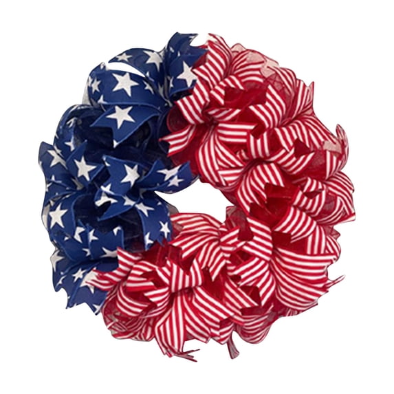 Independence Day Flag Wreath Patriotic Red White Blue Decorative Wreath For 4th Of July Celebration