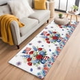 thumbnail image 1 of Independence Day Floral 2'x6' Runner Rugs for Hallway Kitchen Bedside Non Slip Washable, Red Blue Roses Patriotic Entryway Rug Runners with Rubber Backing, Long Carpet Runner for Laundry Room, 1 of 8