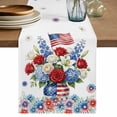 thumbnail image 1 of Independence Day Floral Table Runner 72 Inches, Red Blue Roses Patriotic Bed Runner Dresser Scarves Tabletop for Indoor Outdoor Parties/Ceremony/Banquet, 14" x 72", 1 of 9