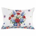 thumbnail image 1 of Independence Day Floral Throw Pillow Cover 16 x 24 Inch Decorative Pillow Cover Red Blue Roses Patriotic Lumbar Pillowcase Seasonal Rectangle Cushion Case for Couch Sofa Bed Living Room, 1 of 9