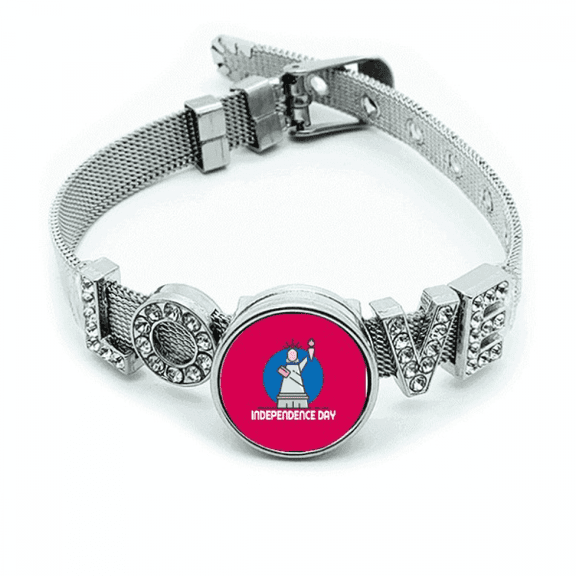 Independence Day Freedom Unity Bracelet Wristband Crystal Love Adjustable Bangle