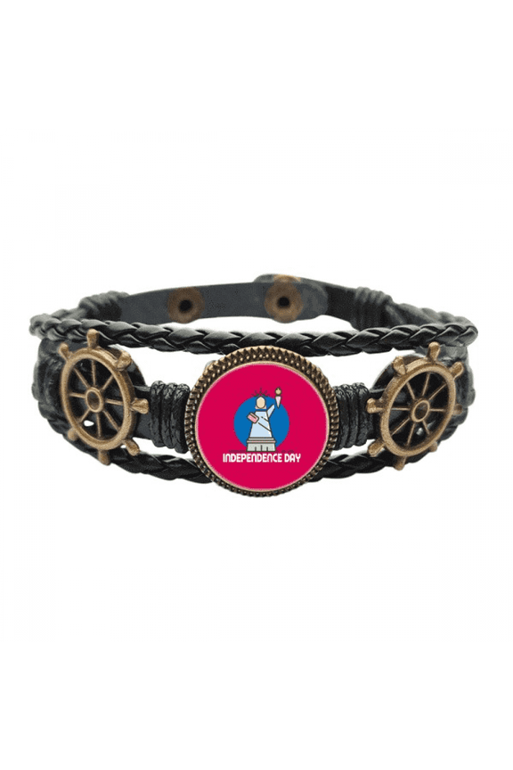 Independence Day Freedom Unity Leather Braided Ocean Bracelet Wristband