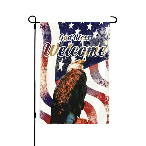 Independence Day Garden Decor Flags, US Flag Eagle Prints Double-Sided Garden Flags, 12.5 x 18 inches