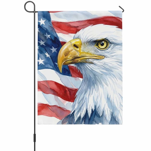 Independence Day Garden Flag 12 x 18 Inches, American Flag Star Spangled Eagle Art Country Weather Proof Outdoor Patio Flags Double Sided Small Garden Decoration for Yard Outside Home