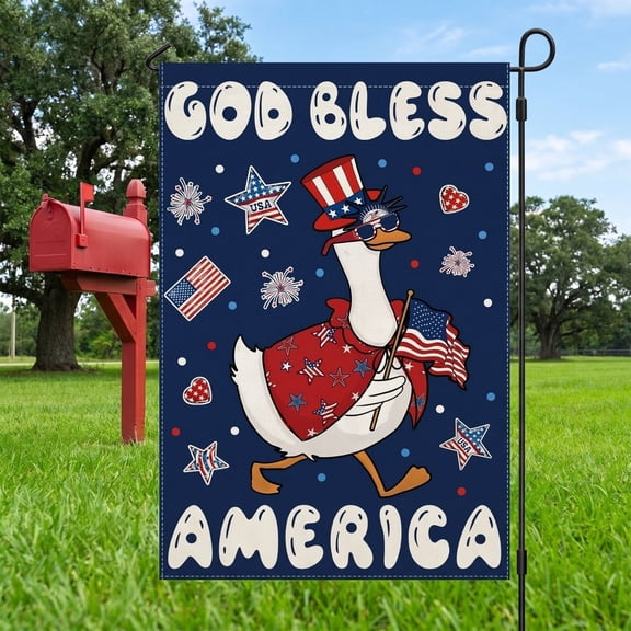 Independence Day Garden Flag, 12x18 Inch Patriotic Polyester Yard Flag, Digital Printed 4th of July Outdoor Decoration, Weather Resistant Lawn Banner for Porch Patio, Memorial Day Home Decor