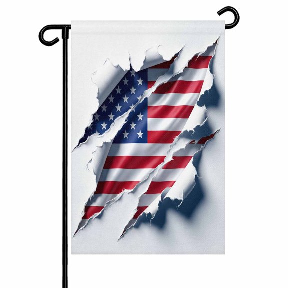 Independence Day Garden Flag 12x18 Inch Watercolor U. S. Flag Shabby Chic Abstract Double Sided Small Decorative Garden Flags for Outside, Outdoor Yard Porch Lawn Decoration