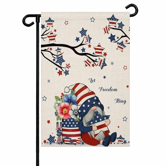 Independence Day Garden Flag 28x40 Inch Patriots Dwarfs US Flag Star Poppy Retro Double Sided Small Decorative Garden Flags for Outside, Outdoor Yard Porch Lawn Decoration