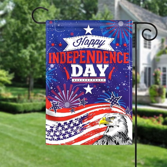 Independence Day Garden Flag Double Sided 12x18 Inch American Flag With Eagle And Fireworks Outdoor Yard Decor For House And Patio