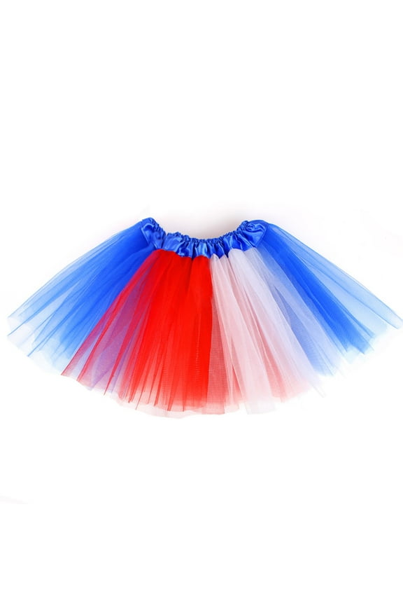Independence Day Girls Flag Tutu Patchwork Pleated Skirt Cozy Dailywear One Size