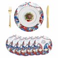 thumbnail image 1 of Independence Day Gnomes Round 15 Inch Placemats Set of 6, 4th of July Red Blue Poppy Floral HeatResistant Non Slip Place Mats for Dining Table, Wipeable Braided Kitchen Table Mats for Housewarming, 1 of 9
