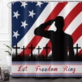 thumbnail image 1 of Independence Day Gnomes Shower Curtain, Happy Fourth of July President''s Day American Flag Blue Red Stars Patriot Floral Wooded Bathroom Curtain Waterproof Fabric with 12 Hooks, 1 of 1