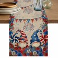 thumbnail image 1 of Independence Day Gnomes Table Runner 36 Inches, Red Blue Poppy Floral Beige Bed Runner Dresser Scarves Tabletop for Indoor Outdoor Parties/Ceremony/Banquet, 13"x 36", 1 of 9